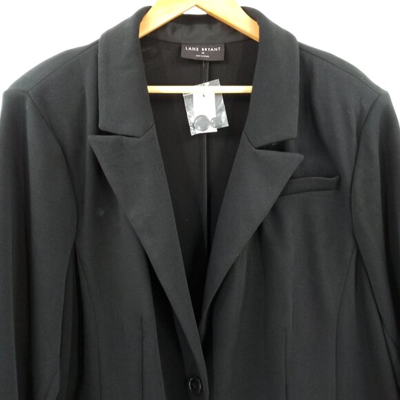 Lane Bryant Black Knit One Button Blazer Size 28 Stretch Career Business New NWT - Picture 2 of 13